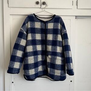 Sezane Farel Jacket - Ecru Blue Check